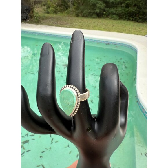 Artisan Royston Turquoise Sterling Silver Adj Statement Ring Southwest closed bk - Picture 4 of 10
